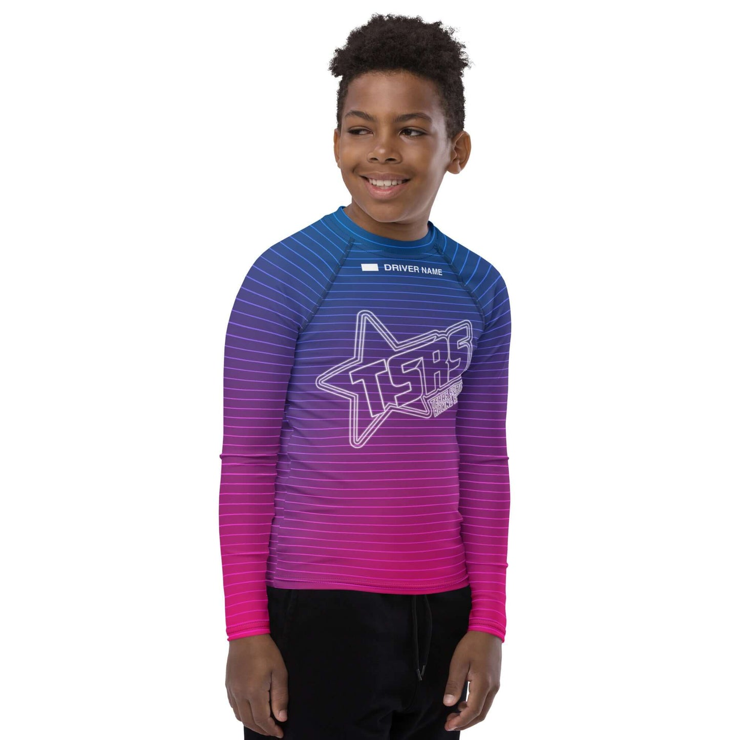 DRIVEN | TSRS '24 | Karting Underwear Top - Long Sleeve - Youth - Pink/Blue - UPF 50+