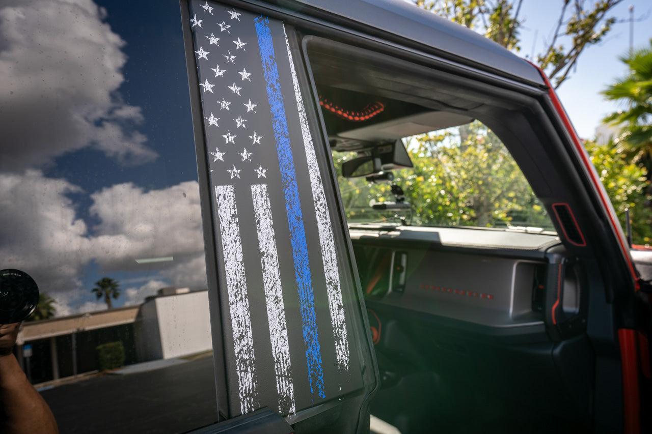American Flag B Pillar Protection Kit (Printed Series) - 2021+ Bronco 4 Door - 21BRNBPILLAR4PT-AFBW-21BRNBPILLAR4PT-AFTBL-21BRNBPILLAR4PT-AFTRL-21BRNBPILLAR4PT-AFTGR-  DRIVEN - 13