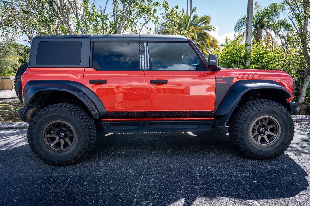 American Flag B Pillar Protection Kit (Printed Series) - 2021+ Bronco 4 Door - 21BRNBPILLAR4PT-AFBW-21BRNBPILLAR4PT-AFTBL-21BRNBPILLAR4PT-AFTRL-21BRNBPILLAR4PT-AFTGR-  DRIVEN - 16