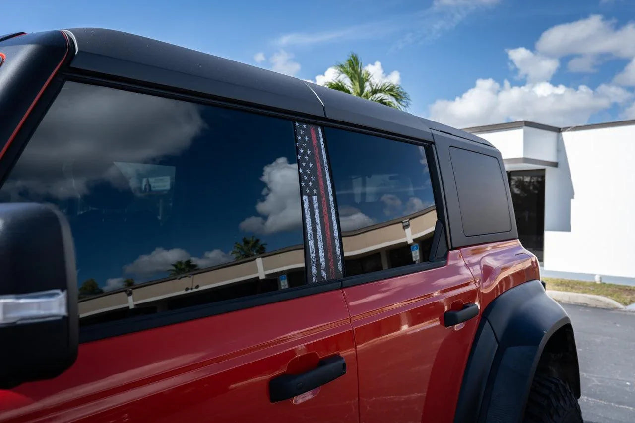 American Flag B Pillar Protection Kit (Printed Series) - 2021+ Bronco 4 Door - 21BRNBPILLAR4PT-AFBW-21BRNBPILLAR4PT-AFTBL-21BRNBPILLAR4PT-AFTRL-21BRNBPILLAR4PT-AFTGR-  DRIVEN - 3