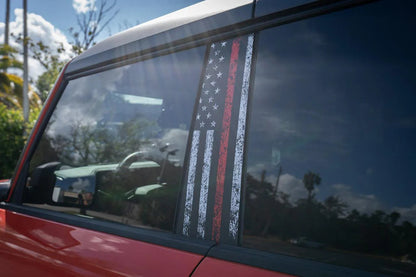 American Flag B Pillar Protection Kit (Printed Series) - 2021+ Bronco 4 Door - 21BRNBPILLAR4PT-AFBW-21BRNBPILLAR4PT-AFTBL-21BRNBPILLAR4PT-AFTRL-21BRNBPILLAR4PT-AFTGR-  DRIVEN - 9