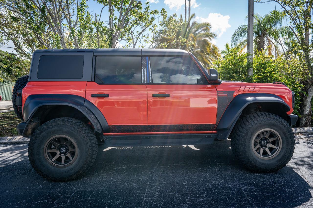 American Flag B Pillar Protection Kit (Printed Series) - 2021+ Bronco 4 Door - 21BRNBPILLAR4PT-AFBW-21BRNBPILLAR4PT-AFTBL-21BRNBPILLAR4PT-AFTRL-21BRNBPILLAR4PT-AFTGR-  DRIVEN - 11