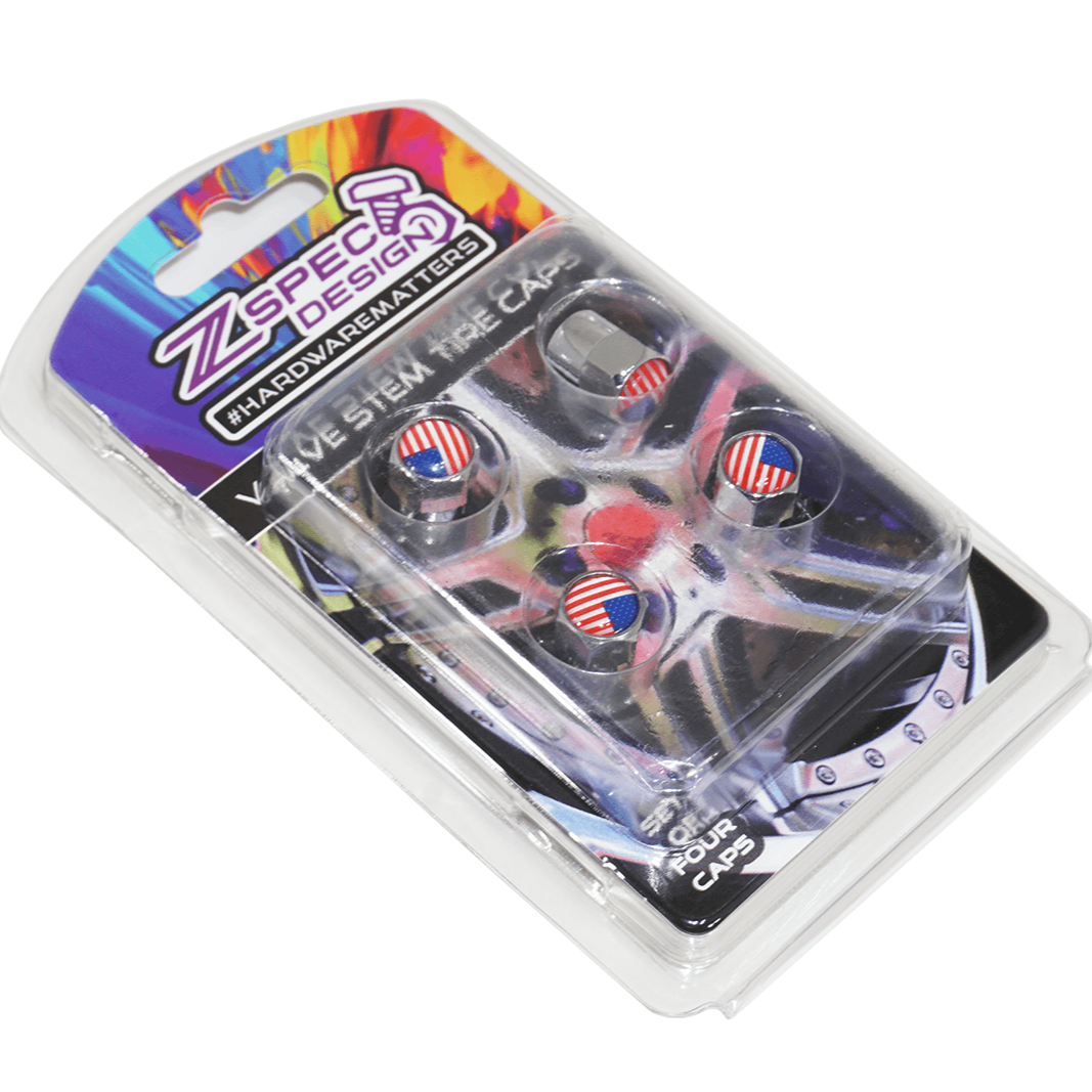 Chrome Valve Stem Tire Caps, Style: United States (USA) Stars & Stripes Flag - ZSD-577550-  DRIVEN - 2