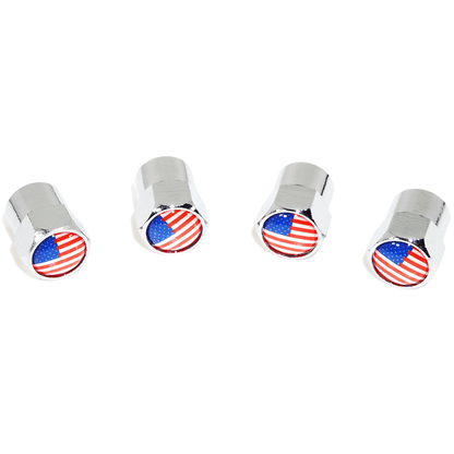 Chrome Valve Stem Tire Caps, Style: United States (USA) Stars & Stripes Flag - ZSD-577550-  DRIVEN - 1
