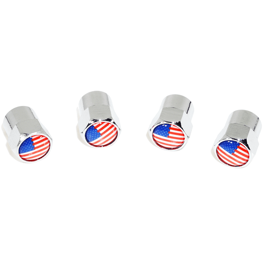 Chrome Valve Stem Tire Caps, Style: United States (USA) Stars & Stripes Flag - ZSD-577550-  DRIVEN - 1