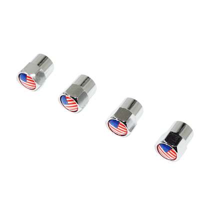 Chrome Valve Stem Tire Caps, Style: United States (USA) Stars & Stripes Flag - ZSD-577550-  DRIVEN - 3