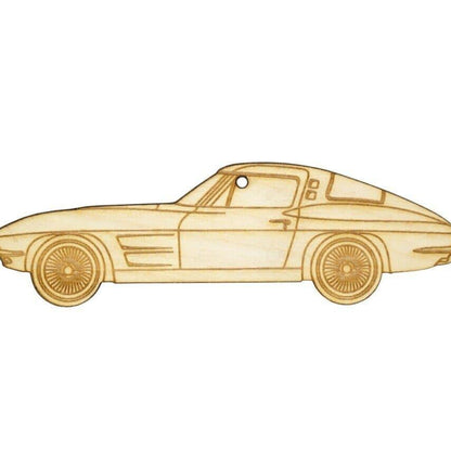 ZSPEC Laser-Engraved Wood Ornament, Style: Corvette C2, Birch, ~5" - ZSD-192302-  DRIVEN - 1
