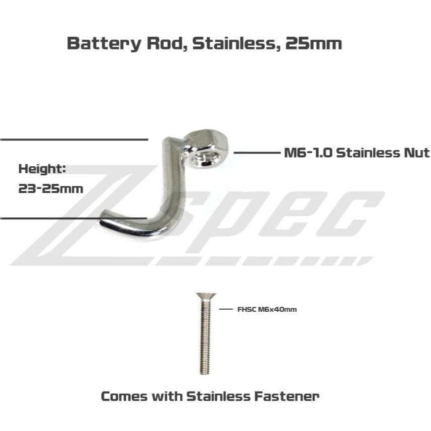 ZSPEC Battery Bracket Rod, 25mm w/FHSC M6 Bolt/Fastener, Stainless - ZSD-568343-  DRIVEN - 2
