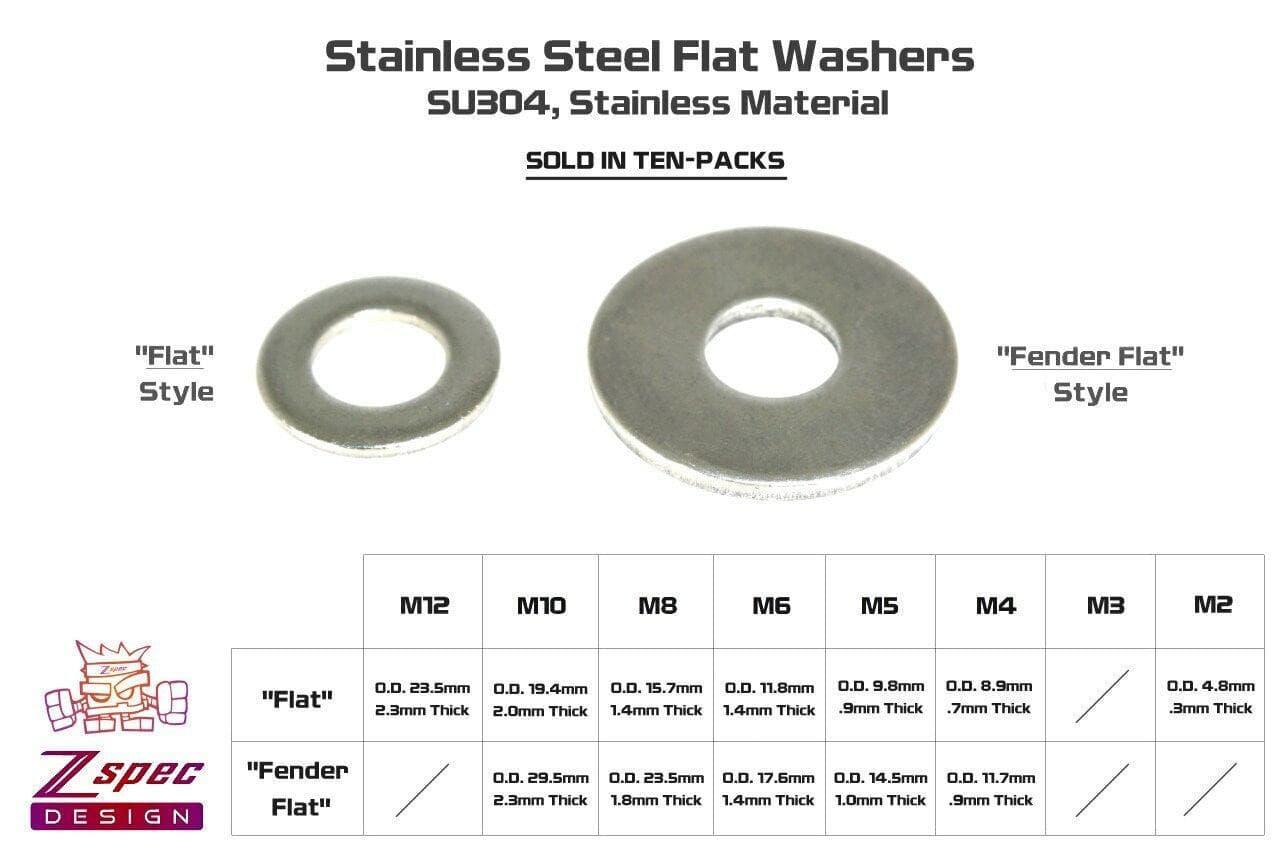 ZSPEC M10 Fender Flat Washers, SUS304 Stainless, 10-Pack - ZSD-004742-  DRIVEN - 2