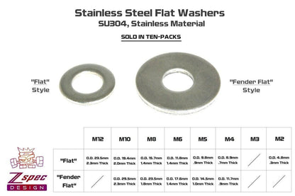ZSPEC M10 Fender Flat Washers, SUS304 Stainless, 10-Pack - ZSD-004742-  DRIVEN - 2