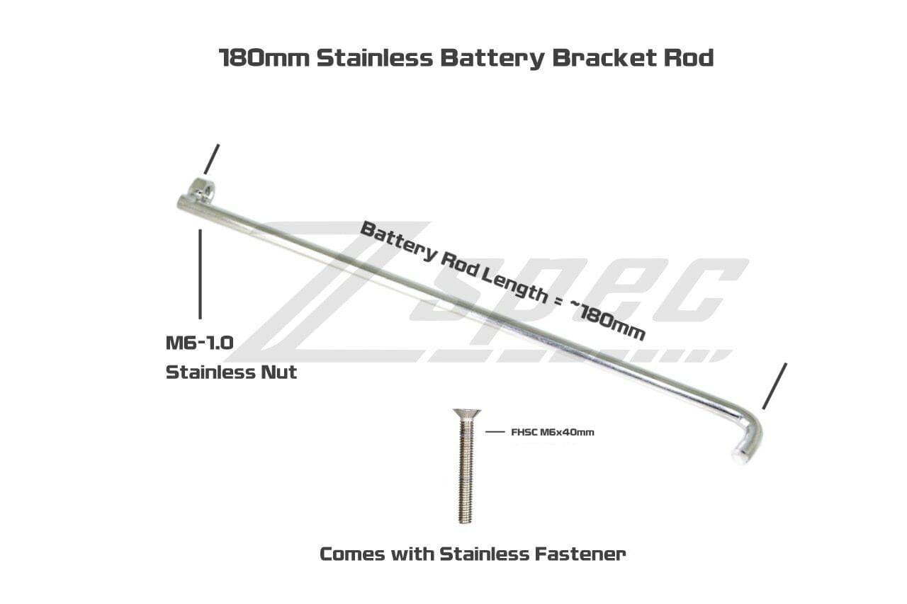 ZSPEC Battery Bracket Rod, 180mm, w/FHSC M6 Fastener, Stainless - ZSD-373725-  DRIVEN - 2