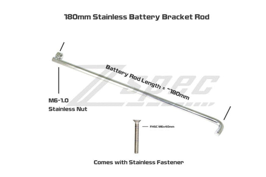 ZSPEC Battery Bracket Rod, 180mm, w/FHSC M6 Fastener, Stainless - ZSD-373725-  DRIVEN - 2