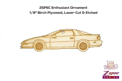 ZSPEC Laser-Engraved Wood Ornament, Style: Camaro Z28, Birch, ~5" - ZSD-004612-  DRIVEN - 2