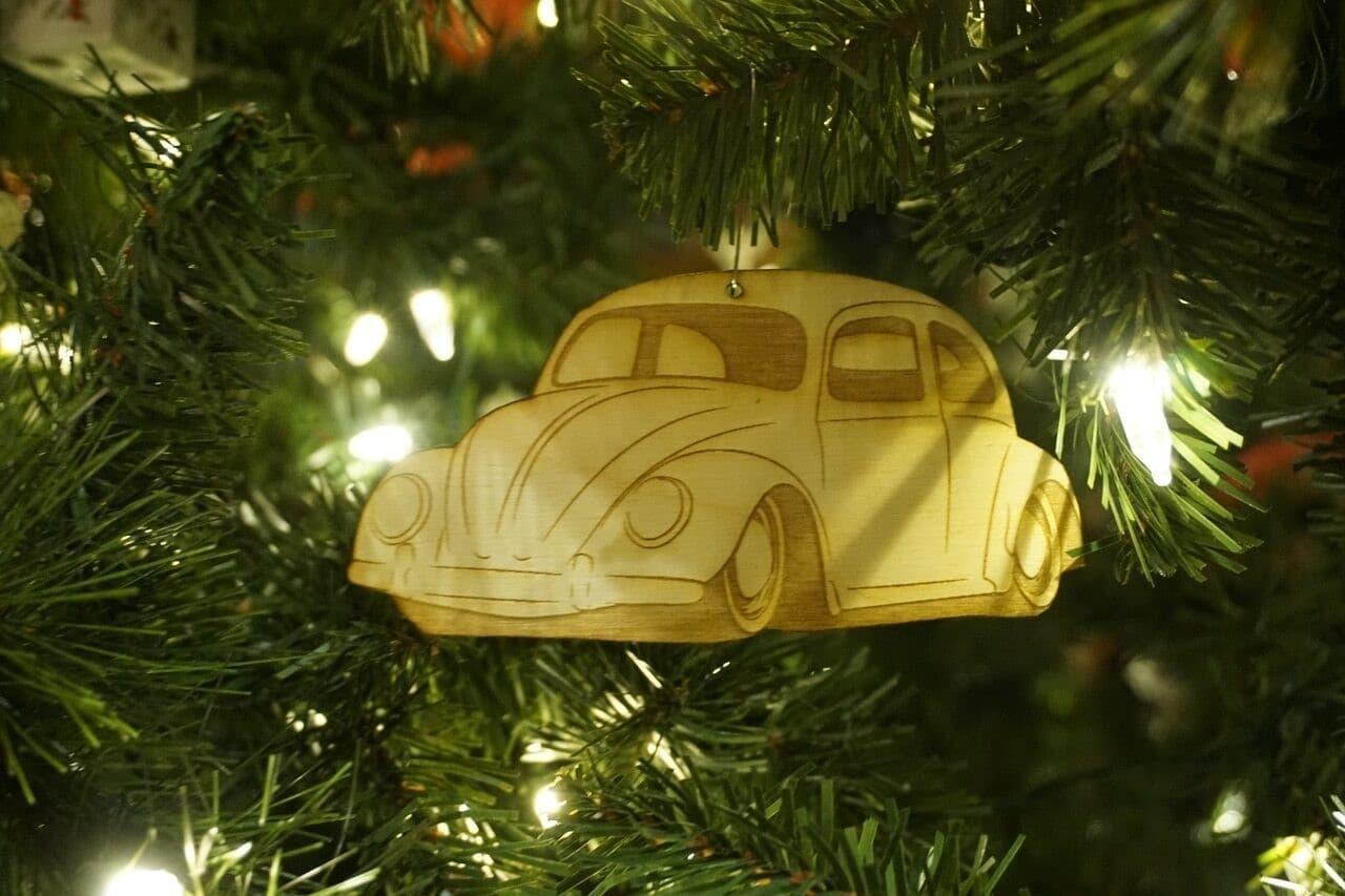 ZSPEC Laser-Engraved Birch Ornament, Style: VW Classic Beetle/Bug, ~5-inch Wide - ZSD-192760-  DRIVEN - 3