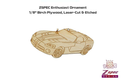 ZSPEC Laser-Engraved Ornament, Style: Dodge Viper, Birch, ~5-inch Wide - ZSD-192395-  DRIVEN - 2