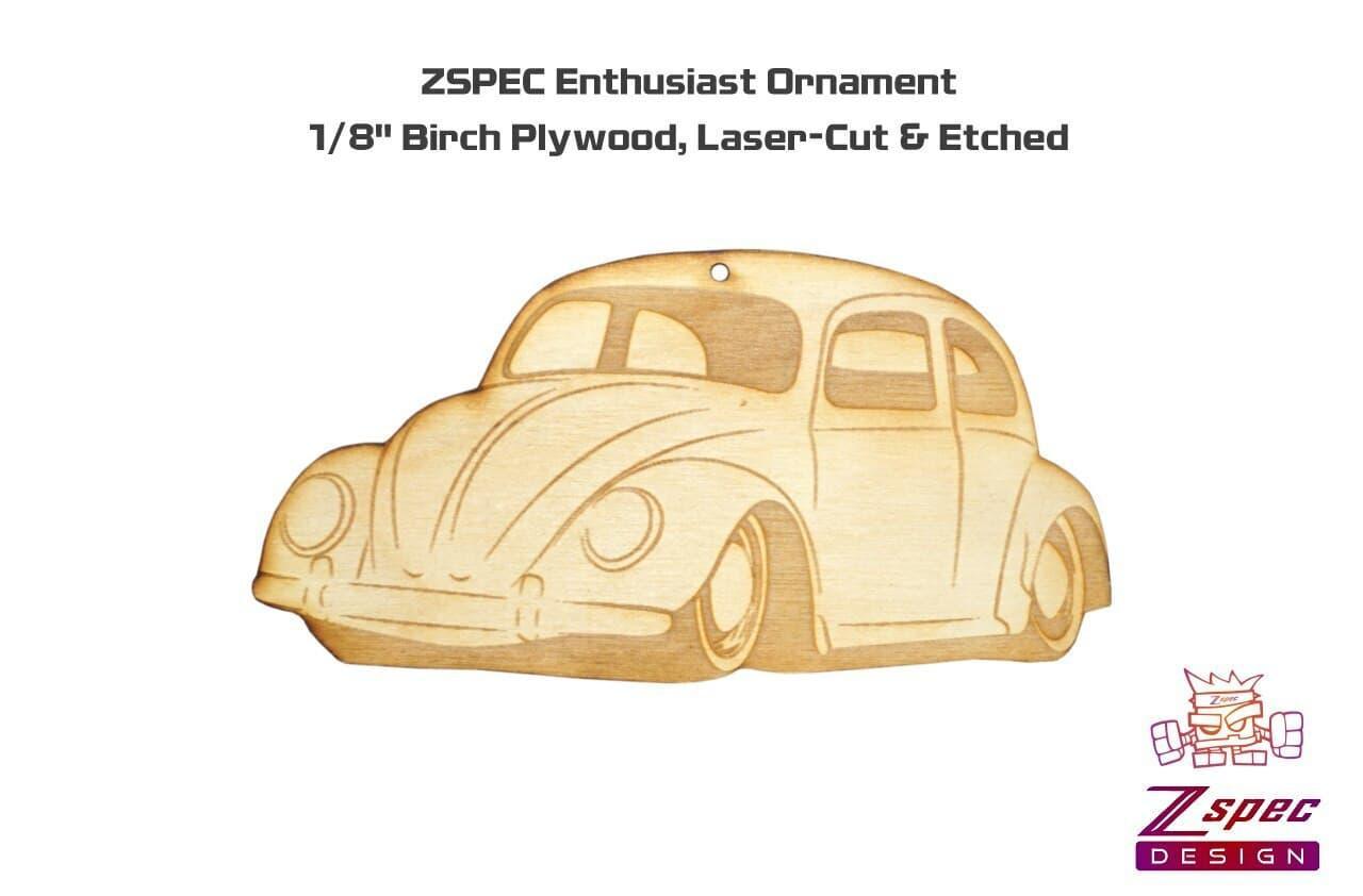 ZSPEC Laser-Engraved Birch Ornament, Style: VW Classic Beetle/Bug, ~5-inch Wide - ZSD-192760-  DRIVEN - 2