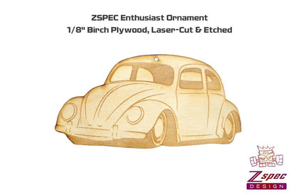 ZSPEC Laser-Engraved Birch Ornament, Style: VW Classic Beetle/Bug, ~5-inch Wide - ZSD-192760-  DRIVEN - 2