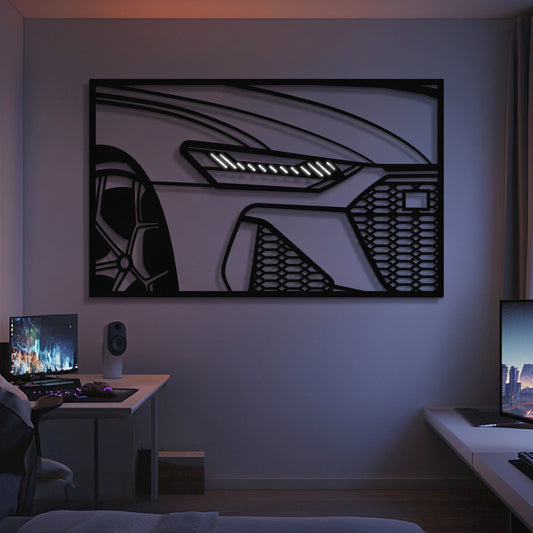 RS6 Avant C8 Apex Front View Metal Neon Frame Wall Art - MT1482 - MT1482B99-MT1482B115-MT1482B140-  DRIVEN - 1