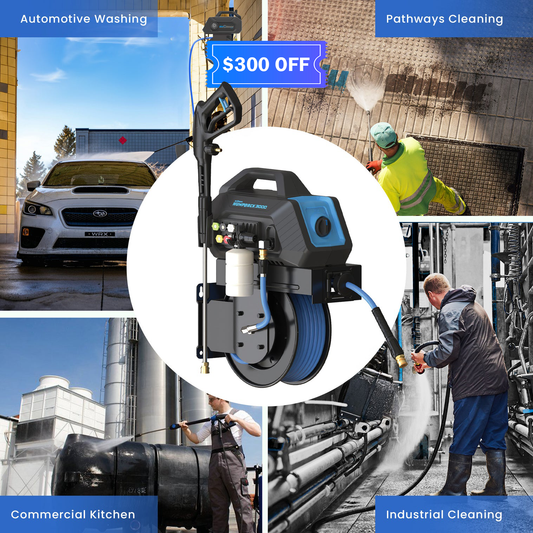 Blu Shield HumpBack 3000PSI All-in-One Pressure Washer System, Auto-Retractable Hose Reel, Industrial Pump, Accessories - 10015525-  DRIVEN - 2