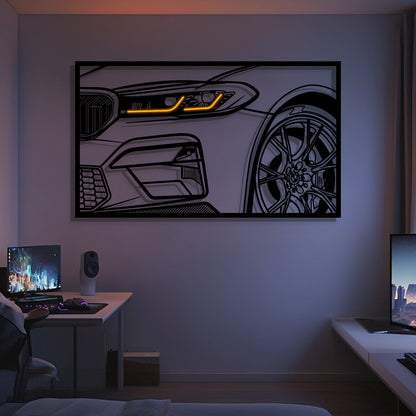 M5 F90 CS Apex Front View Metal Neon Frame Wall Art - MT1483 - MT1483B99-MT1483B115-MT1483B140-  DRIVEN - 1