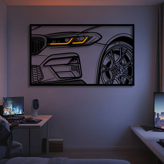 M5 F90 CS Apex Front View Metal Neon Frame Wall Art - MT1483 - MT1483B99-MT1483B115-MT1483B140-  DRIVEN - 1