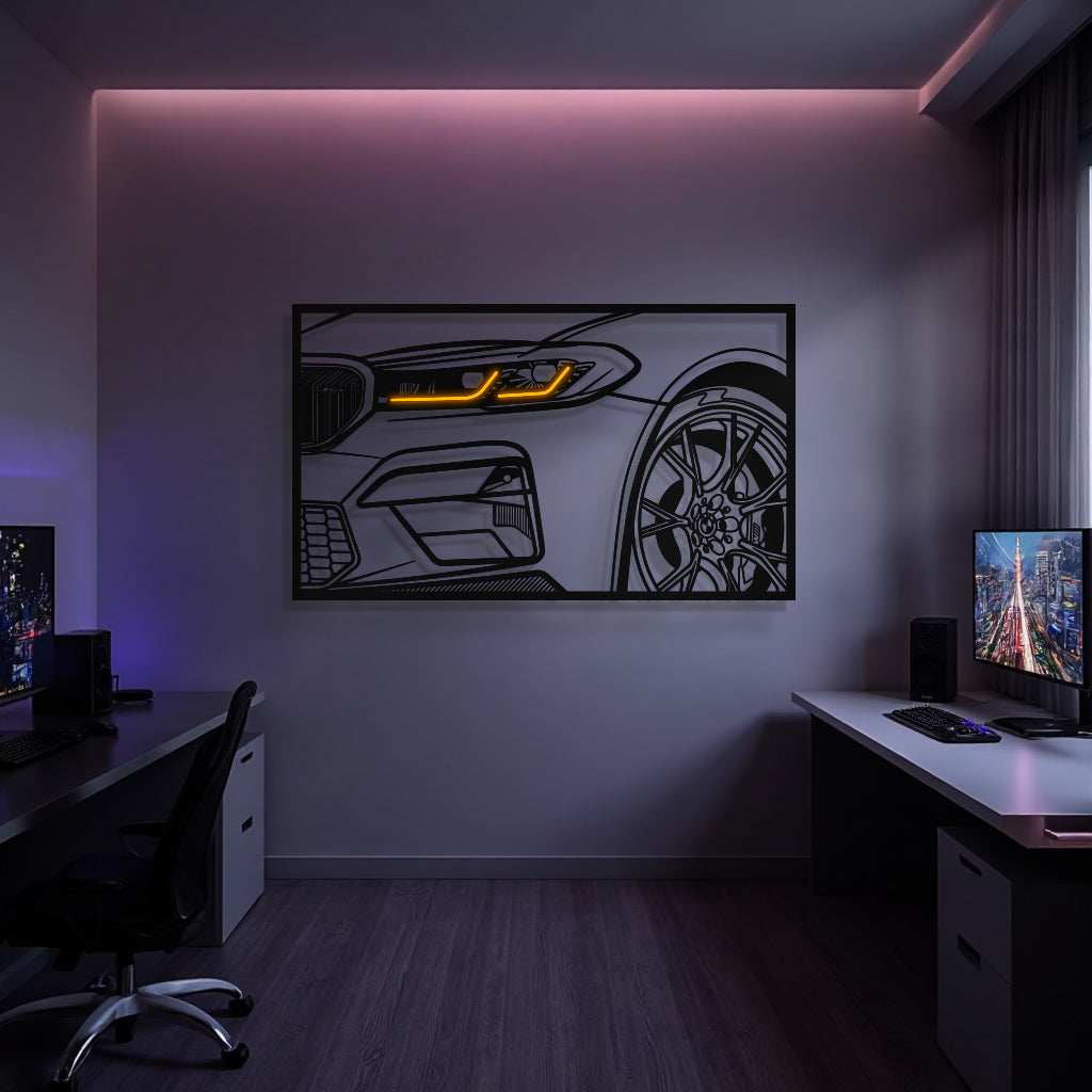 M5 F90 CS Apex Front View Metal Neon Frame Wall Art - MT1483 - MT1483B99-MT1483B115-MT1483B140-  DRIVEN - 4