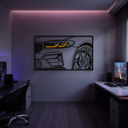 M5 F90 CS Apex Front View Metal Neon Frame Wall Art - MT1483 - MT1483B99-MT1483B115-MT1483B140-  DRIVEN - 4