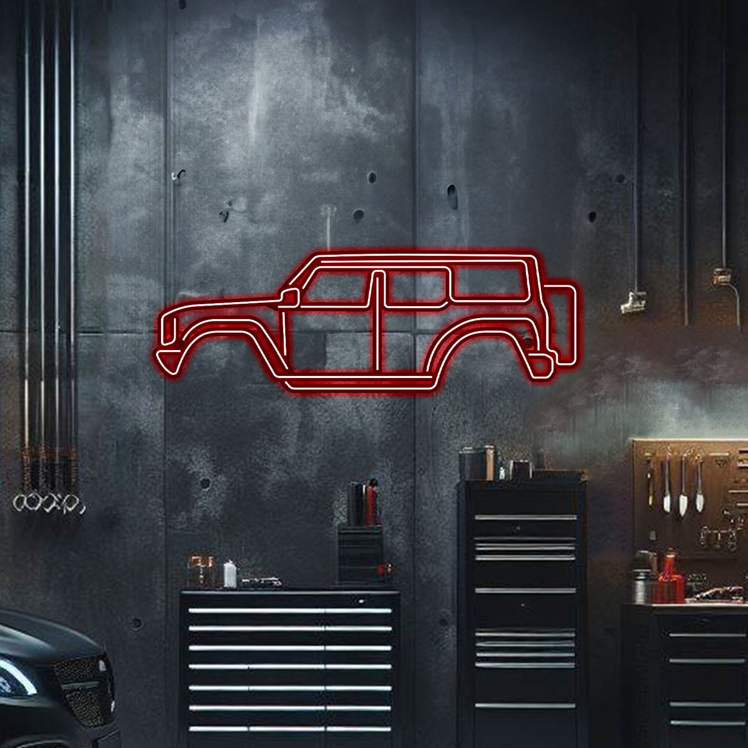 Bronco Raptor Metal Neon Car Wall Art - MTN0027 - MTN0027W99L-MTN0027W120L-MTN0027W140L-MTN0027R99L-MTN0027R120L-  DRIVEN - 2