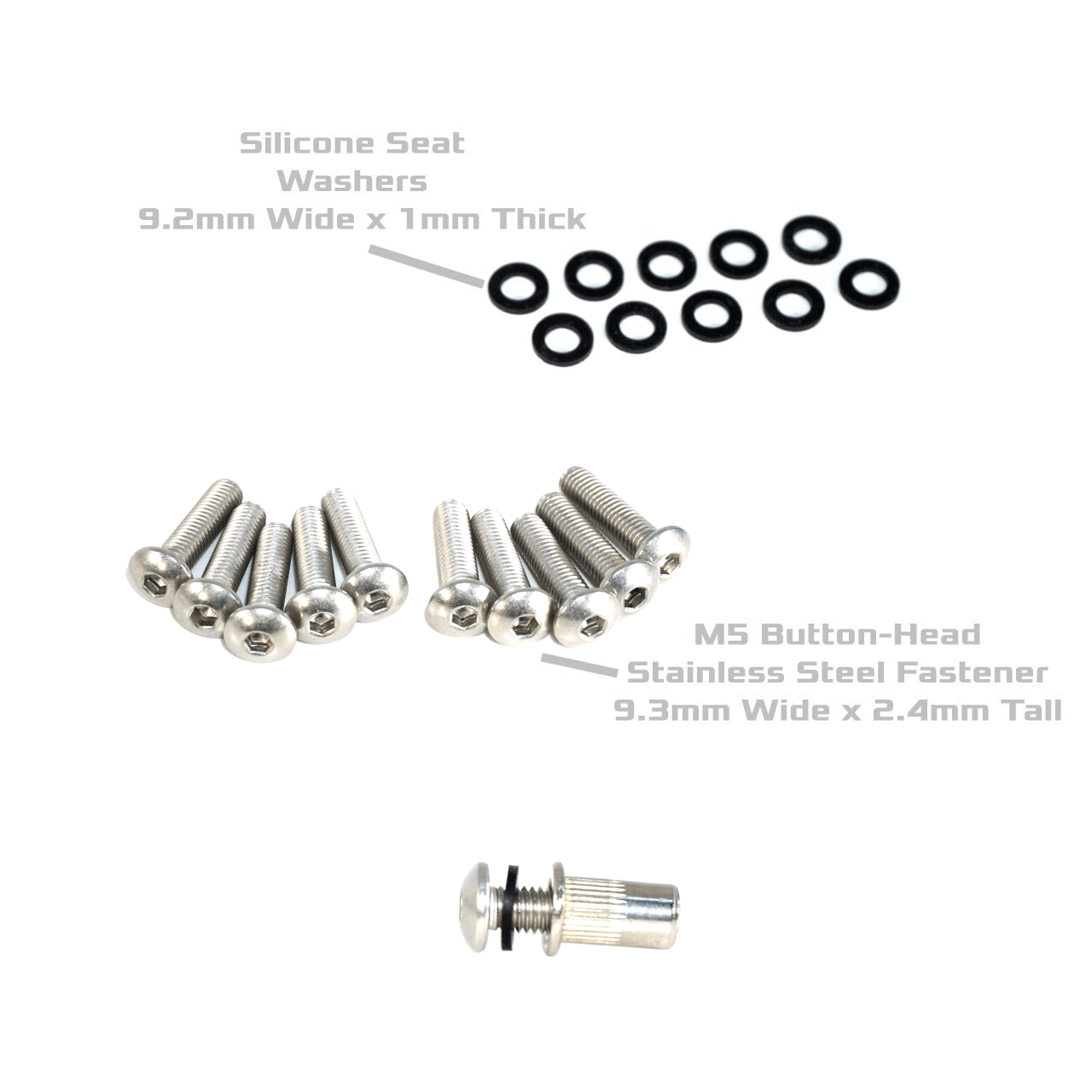 ZSPEC Button-Head Body Kit Fastener, M5x20mm Stainless w/Rivet Nut, Per Each - ZSD-382079-  DRIVEN - 3