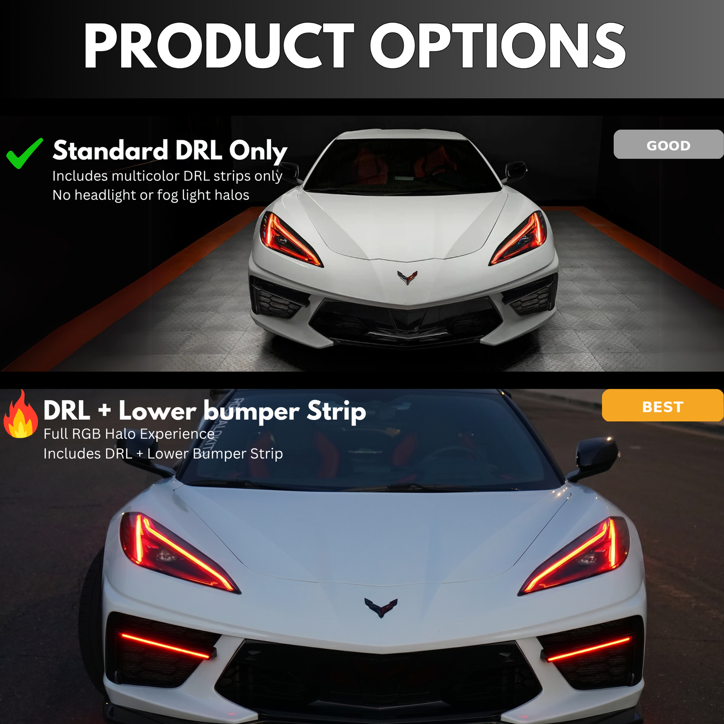 Chevrolet Corvette C8 RGBW+A DRL Boards (2020-2026) - E22 | A12 | P2   - BX1-  DRIVEN - 8
