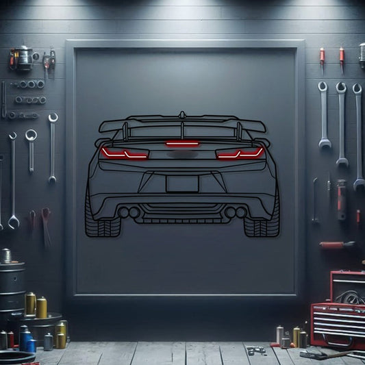 Camaro Back View Metal Neon Car Wall Art - MTN0073 - MTN0073W99-MTN0073W115-MTN0073W140-  DRIVEN - 1