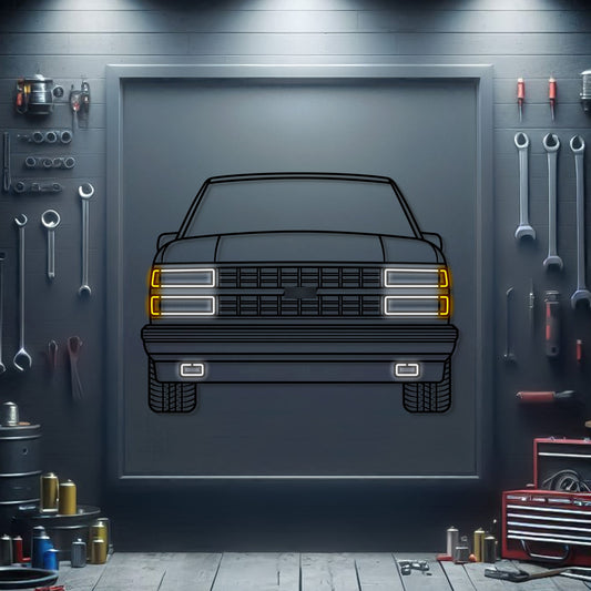 1989 454 SS Front View Metal Neon Car Wall Art -MTN0239 - MTN0239W99-MTN0239W115-MTN0239W140-  DRIVEN - 1