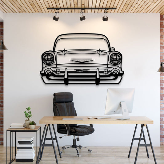 1957 Bel Air Front View Metal Car Wall Art - MT1330 - MT1330B69-MT1330B80-MT1330B99-MT1330B115-MT1330B140-  DRIVEN - 1
