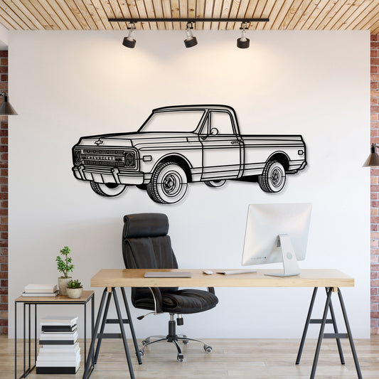 1968 C10 Perspective Metal Car Wall Art - MT1249 - MT1249B69L-MT1249B80L-MT1249B99L-MT1249B115L-MT1249B140L-  DRIVEN - 1