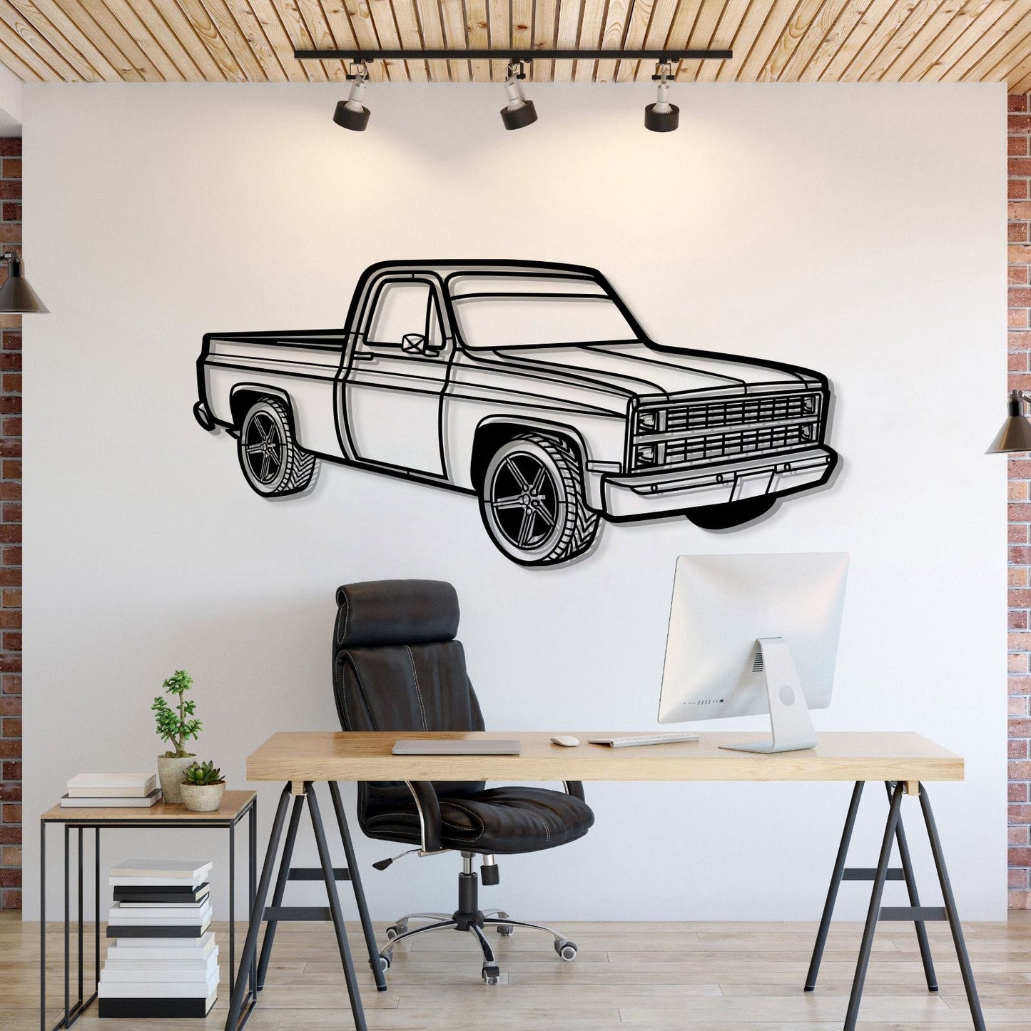 1984 C10 Perspective Metal Car Wall Art - MT1255 - MT1255B69L-MT1255B80L-MT1255B99L-MT1255B115L-MT1255B140L-  DRIVEN - 1