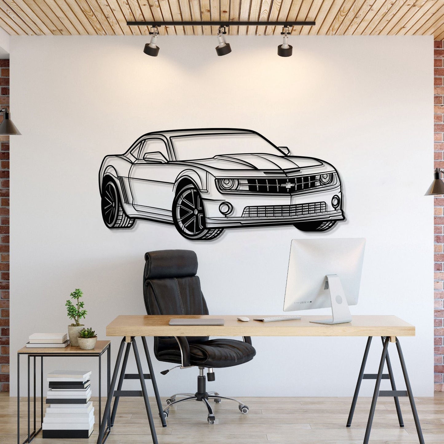 Camaro SS Perspective Metal Car Wall Art - MT0433 - MT0433B69L-MT0433B80L-MT0433B99L-MT0433B115L-MT0433B140L-  DRIVEN - 1