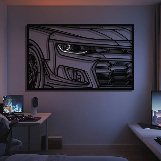 2024 Camaro ZLE 1LE Apex Front View Metal Neon Frame Wall Art - MT1475 - MT1475B99-MT1475B115-MT1475B140-  DRIVEN - 1