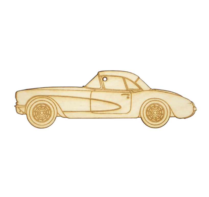 ZSPEC Laser-Engraved Wood Ornament, Style: Corvette C1, Birch, ~5" - ZSD-562037-  DRIVEN - 1
