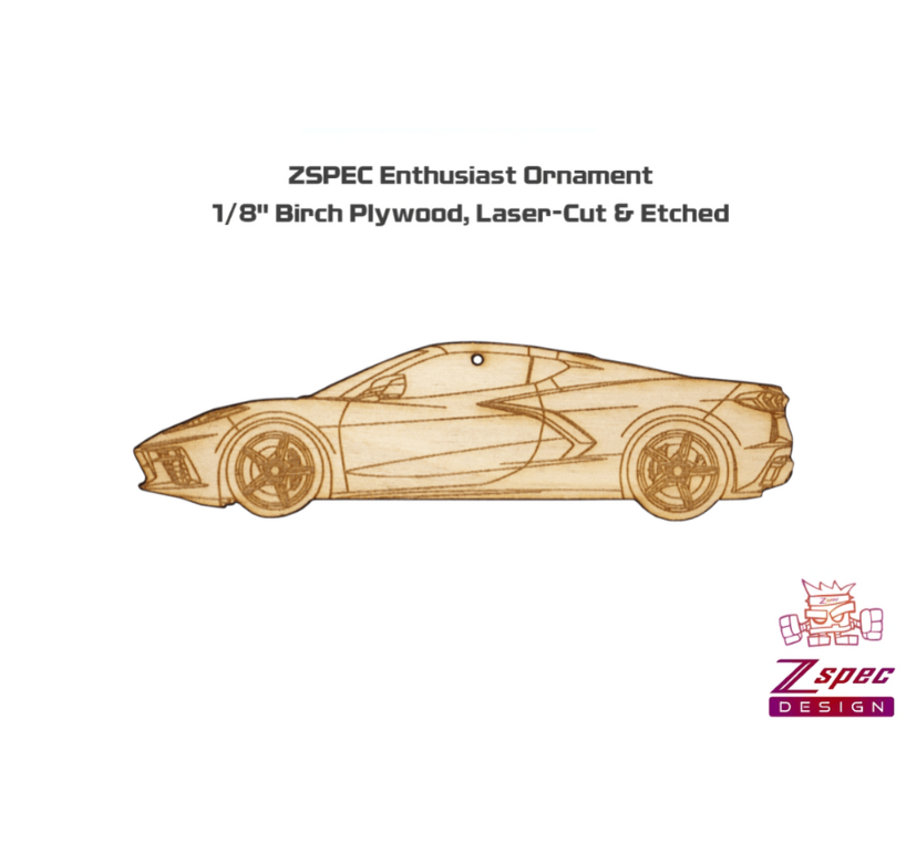 ZSPEC Laser-Engraved Wood Ornament, Style: Corvette C8, Birch - ZSD-562471-  DRIVEN - 2