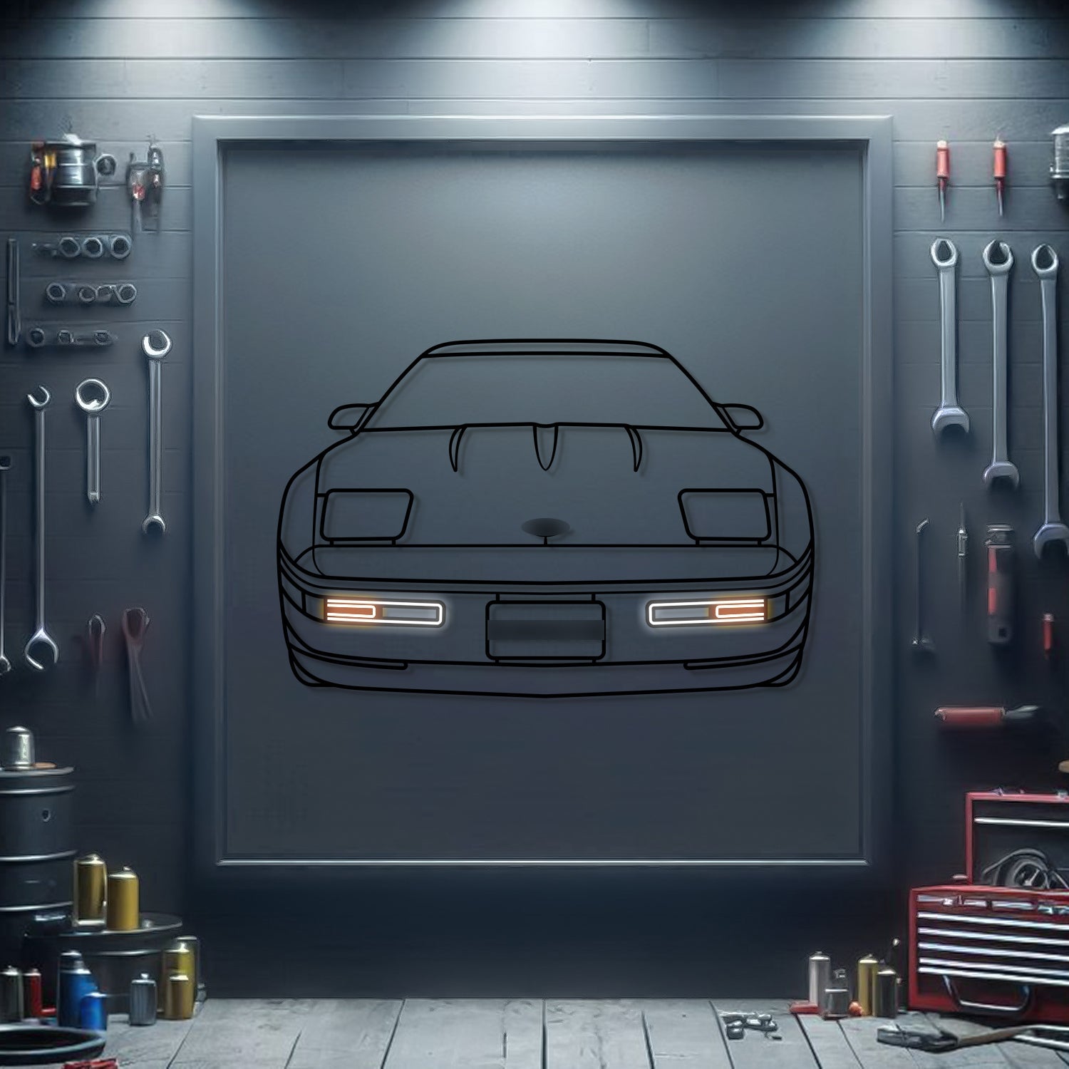 1994 Corvette Front View Metal Neon Car Wall Art -MTN0255 - MTN0255W99-MTN0255W115-MTN0255W140-  DRIVEN - 1