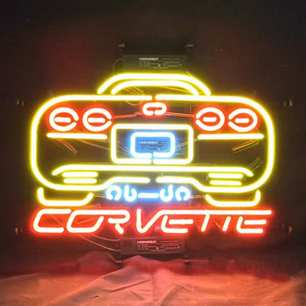 Yellow Corvette Auto Car Neon Signs Light - me425B-  DRIVEN - 1