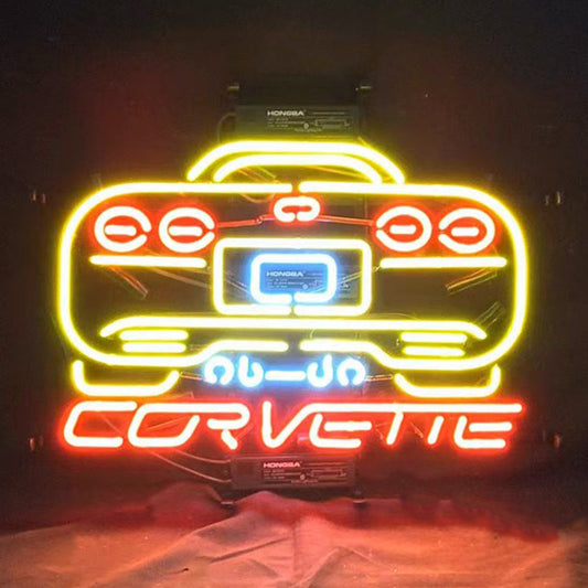 Yellow Corvette Auto Car Neon Signs Light - me425B-  DRIVEN - 1