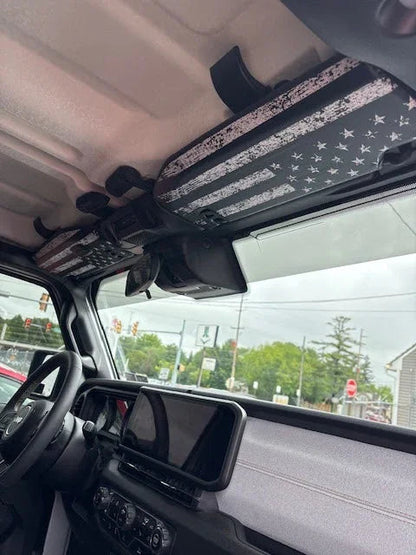 Freedom Series Sun Visor Overlays (Printed Series) - 2018+ Jeep Wrangler JL / Jeep Gladiator JT - JLVISORFULLFREE-RWBNHL-JLVISORFULLFREE-RWBHL-JLVISORFULLFREE-BWNHL-JLVISORFULLFREE-BWHL-JLVISORFULLFREE-TBLNHL-  DRIVEN - 2