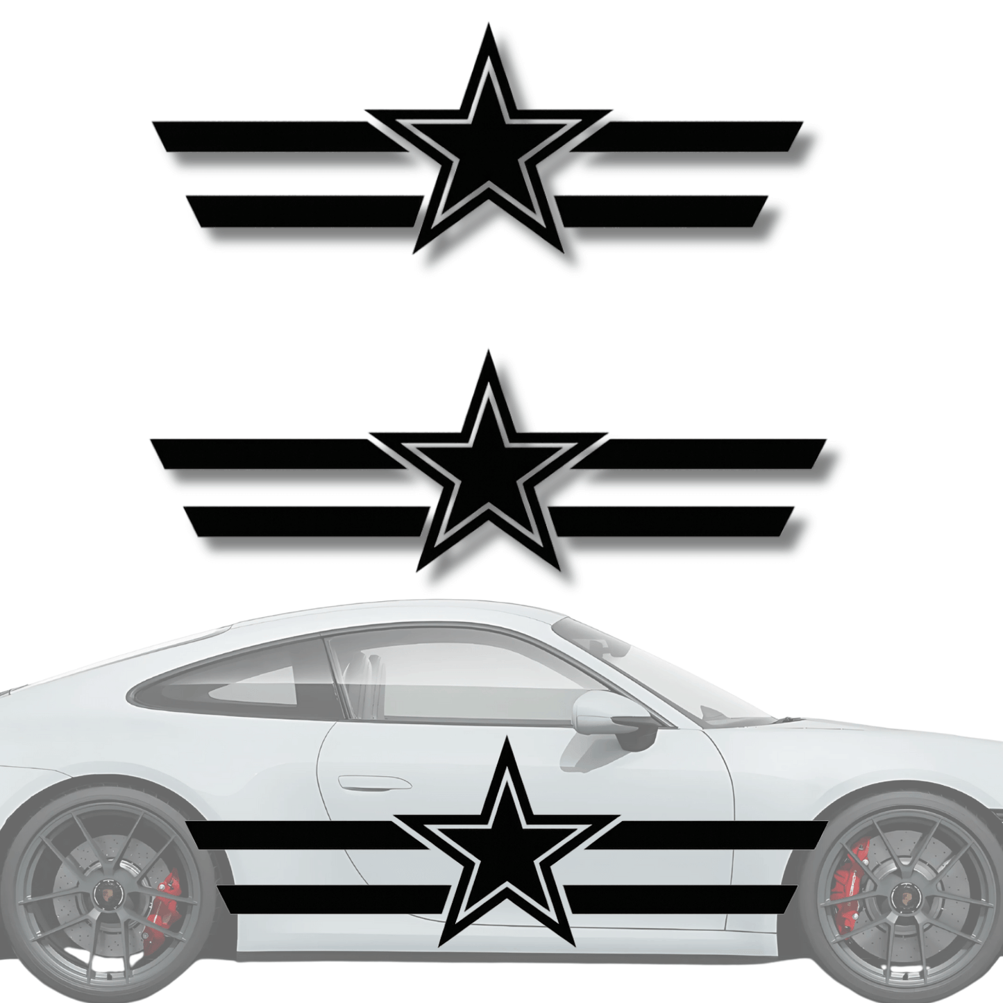 Dallas Cowboys Racing Stripe Decal Set – Universal Fit Vinyl Sticker for Cars & Trucks - sku-50813689528452-sku-50813689561220-sku-50813689593988-sku-50813689626756-sku-50813689659524-  DRIVEN - 1
