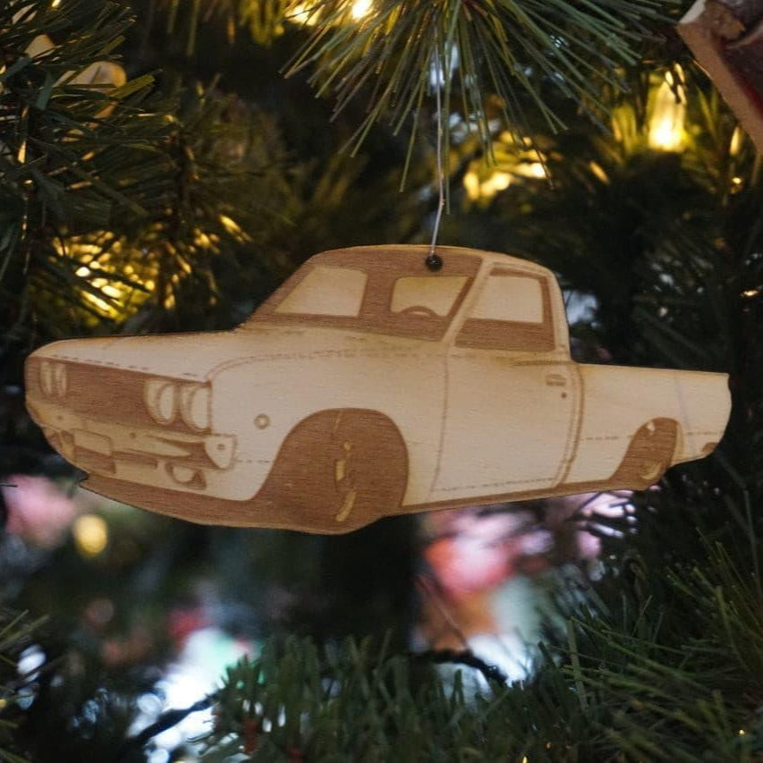ZSPEC Laser-Engraved Birch Ornament, Style: Datsun 620 truck, ~5-inch Wide - ZSD-568503-  DRIVEN - 1