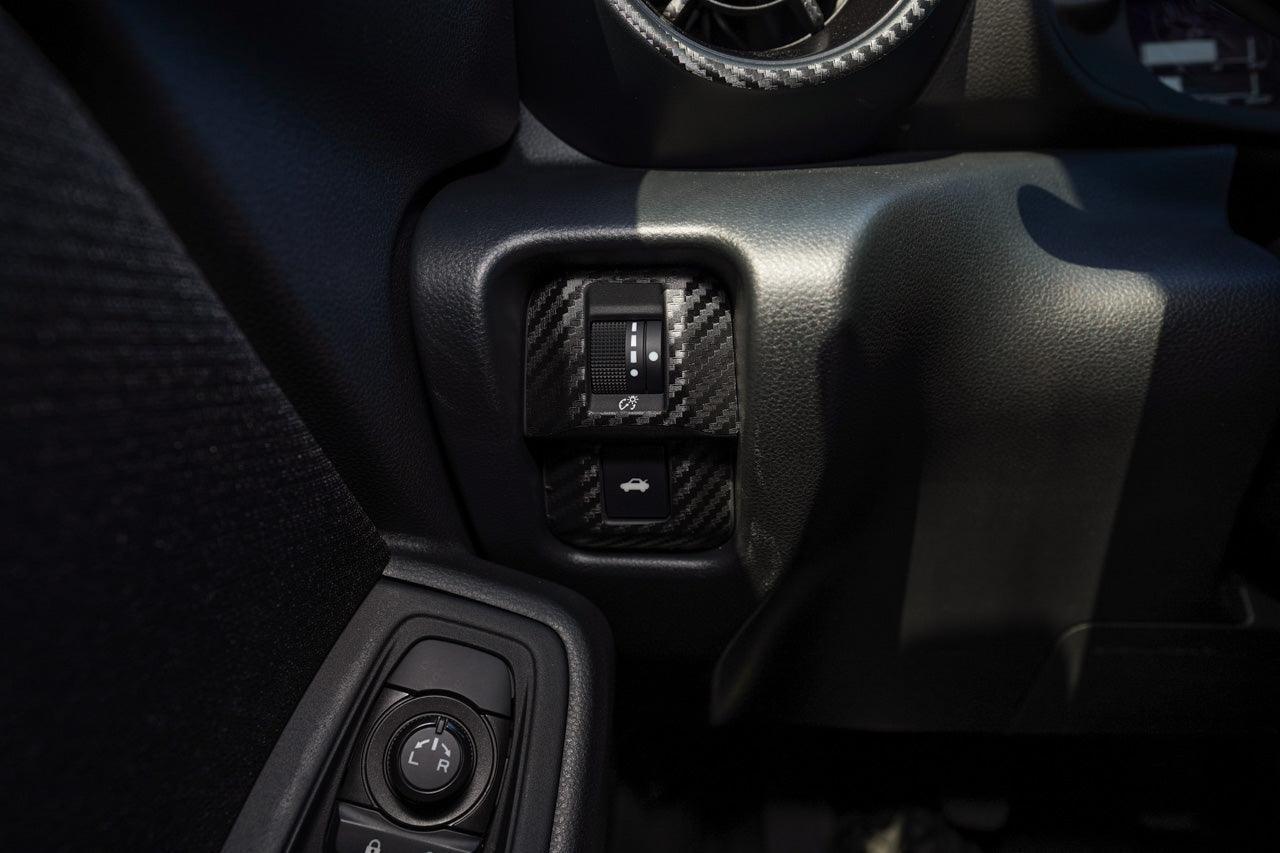 Dimmer and Trunk Switch Trim 3D Carbon Overlays - 2022+ BRZ / GR86 - 22BRZGRDIMTRUNKSW-3DB-  DRIVEN - 1