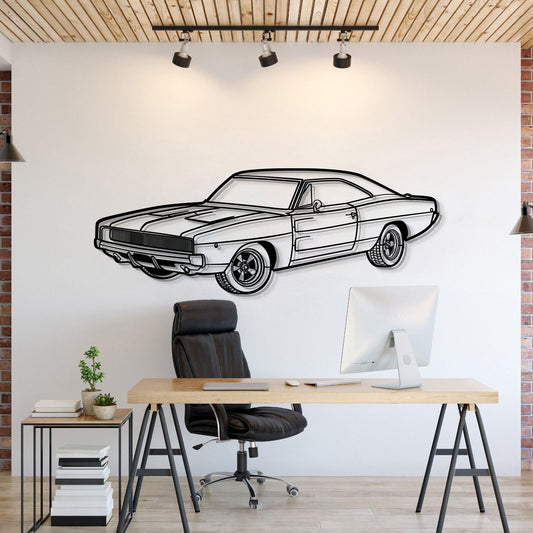 1968 Charger R-T Perspective Metal Car Wall Art - MT1259 - MT1259B69L-MT1259B80L-MT1259B99L-MT1259B115L-MT1259B140L-  DRIVEN - 1