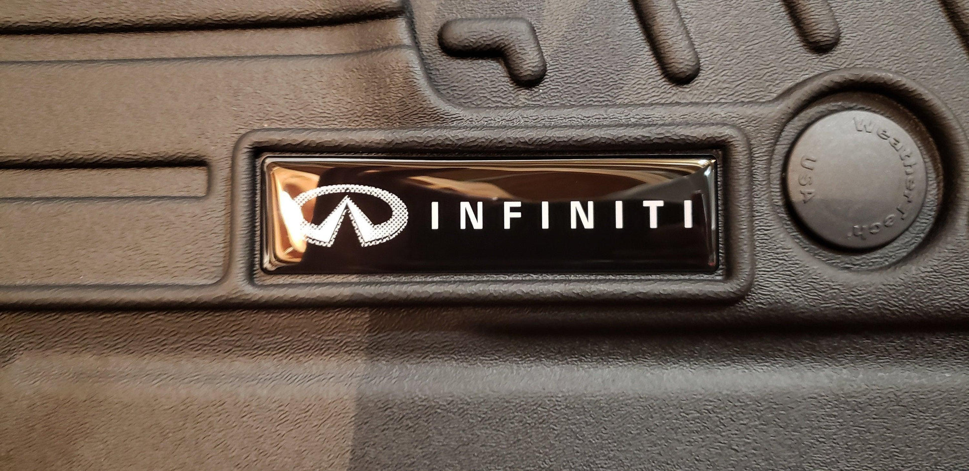 Domed Infiniti Emblem Inserts for Weathertech Floor Mats (Pair) - sku-21259697782838-  DRIVEN - 1