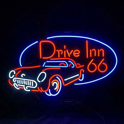 Drive Inn 66 Mother Road Auto Car Neon Signs Light - ME240-  DRIVEN - 2