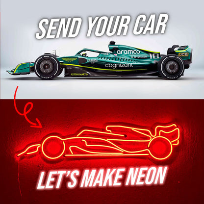 Your Personalized Metal Neon Car Wall Art - (Side view) - MTN0051W99L-  DRIVEN - 7